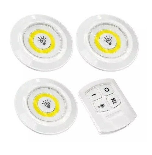 SET LÁMPARA INALÁMBRICA X 3 LUCES BLANCAS- CONTROL REMOTO🔅