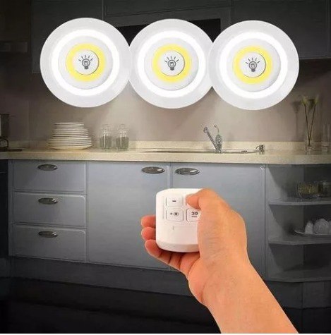 SET LÁMPARA INALÁMBRICA X 3 LUCES BLANCAS- CONTROL REMOTO🔅
