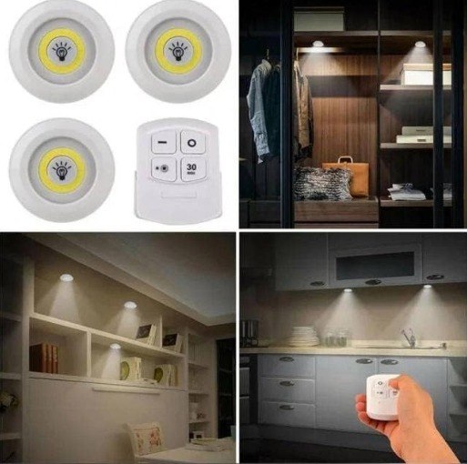 SET LÁMPARA INALÁMBRICA X 3 LUCES BLANCAS- CONTROL REMOTO🔅
