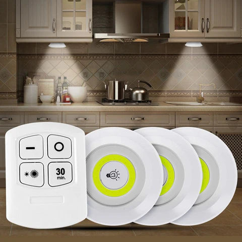 SET LÁMPARA INALÁMBRICA X 3 LUCES BLANCAS- CONTROL REMOTO🔅
