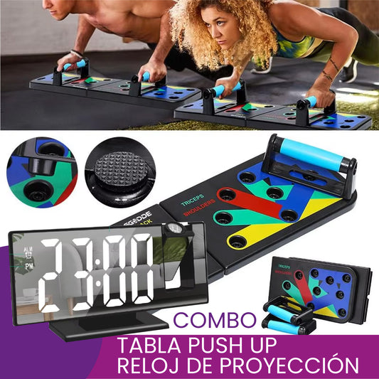 Combo Tabla Para Flexiones Push Up + Reloj digital proyector