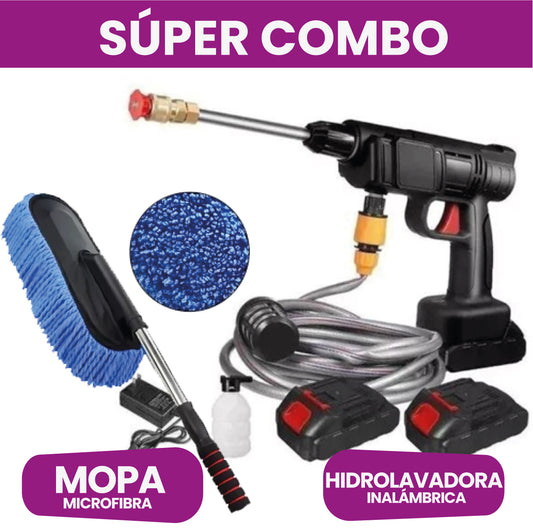 HIDROLAVADORA PORTATIL 2 BATERIAS + MOPA DE MICROFIBRA