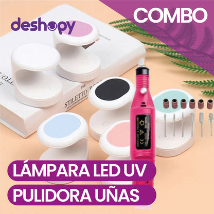 COMBO Mini Lampara de uñas Led + Pulidora uñas